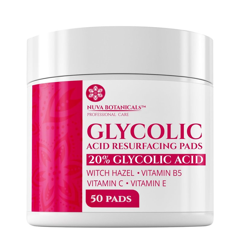 20% Glycolic Acid Pads (50 Pads) - Exfoliating Pads for Face Chemical Peel for Face at Home - Glycolic Acid Peel Exfoliating Face Pads - Acne Pads Facial Peel Face Exfoliating Pads with Vitamin C