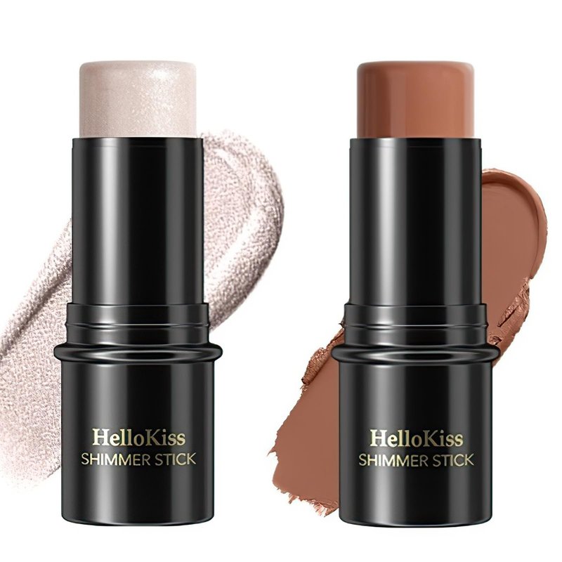 MIELIKKI 2Pcs Cream Contour Stick Makeup, Highlighter Stick and Bronzer Stick for Face Sculpting, Easy to Apply & Blend, Long Lasting, Waterproof, Matte Finish,0106