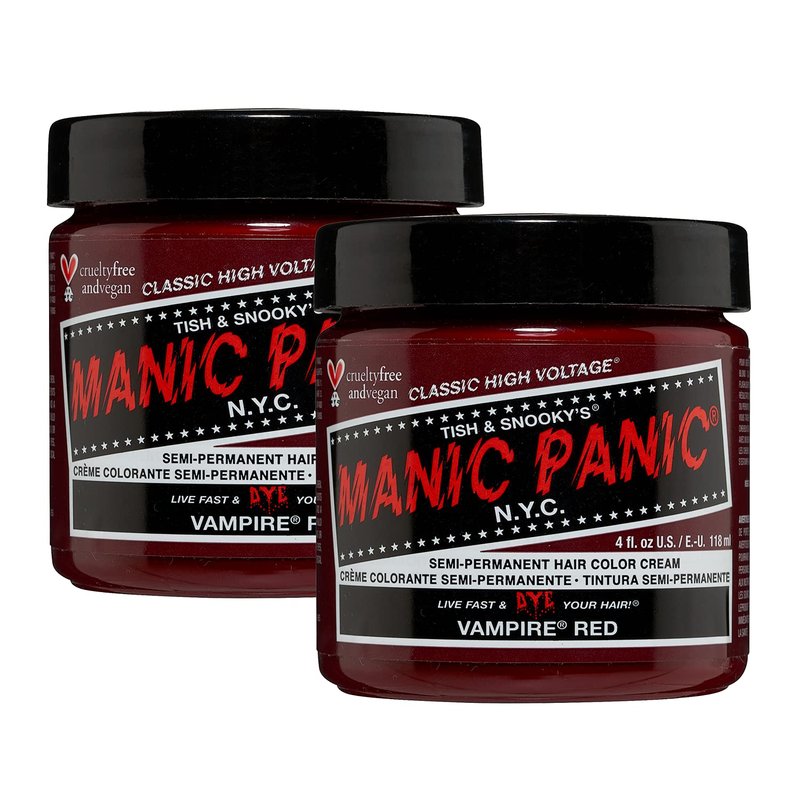 MANIC PANIC Classic Vampire Red Semi Permanent Hair Color - Deep Blood Red Hair Dye for Women & Men That Lasts 4-6 Weeks - Vegan, Ammonia & Cruelty-Free - Create & Mix Custom Shades (4oz / 2pk)
