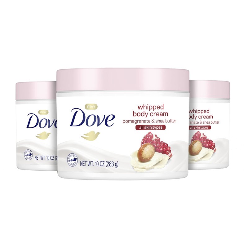 Dove Whipped Body Cream Dry Skin Moisturizer Pomegranate and Shea Butter Nourishes Skin Deeply 10 oz 3 Count