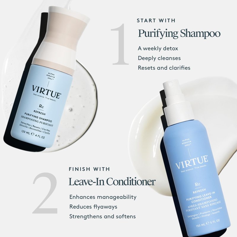 VIRTUE Purifying Leave-In Hair Conditioner Spray, Reduce Frizz and Split Ends, Detangles and Nourishes, Color Safe, 5 Fl Oz