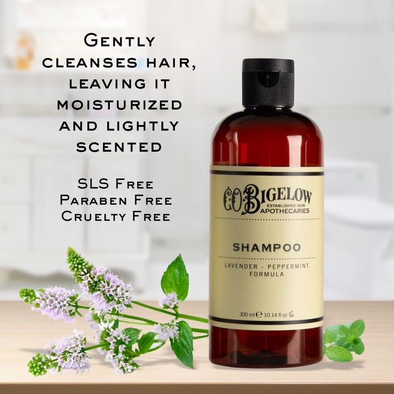 C.O. Bigelow Lavender Peppermint Shampoo, Sulfate Free Shampoo, Hair Wash with Lavender & Peppermint Essential Oils, 10.4 Fl Oz