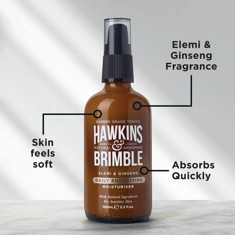 Hawkins & Brimble - Mens Face Moisturiser, 100ml - Daily Energising Face Moisturiser for Dry Skin, Hydrating & Sensitive Skin with Natural Ingredients - No Parabens/Animal Testing