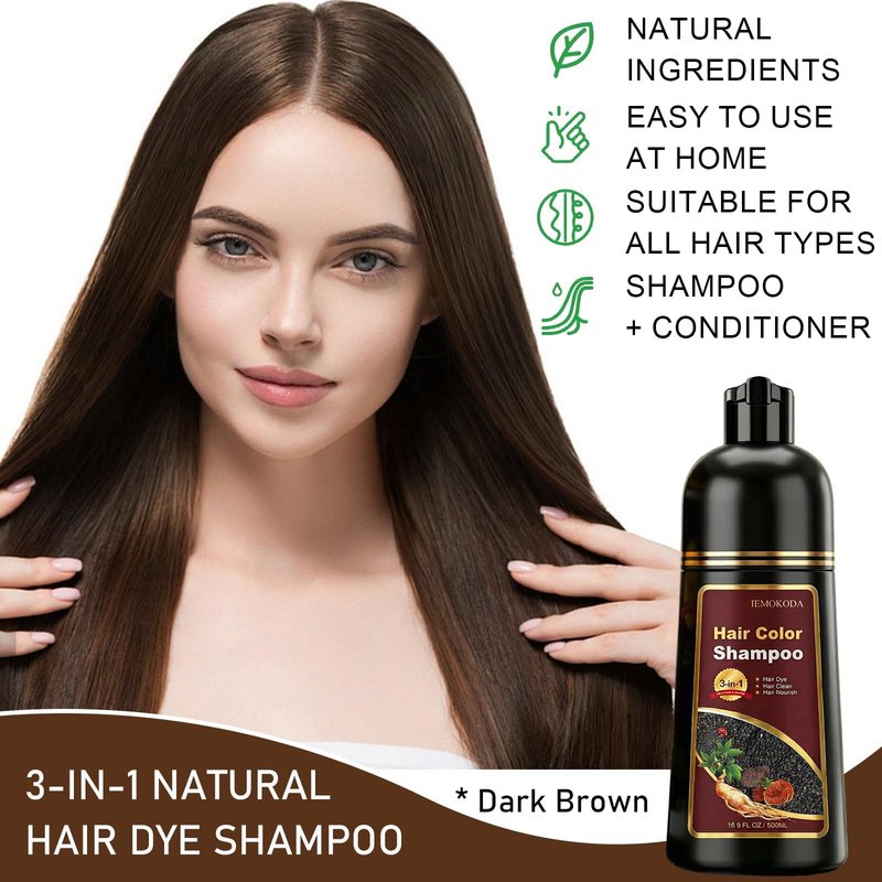 Dark Brown Hair Dye Shampoo for Gray Hair, 3-in-1 Color Shampoo Hair Dye for Women & Men, 100% Gray Hair Coverage, Instant Hair Coloring Shampoo in Minutes, Shampoo Tinte Para El Cabello, Easy to Use