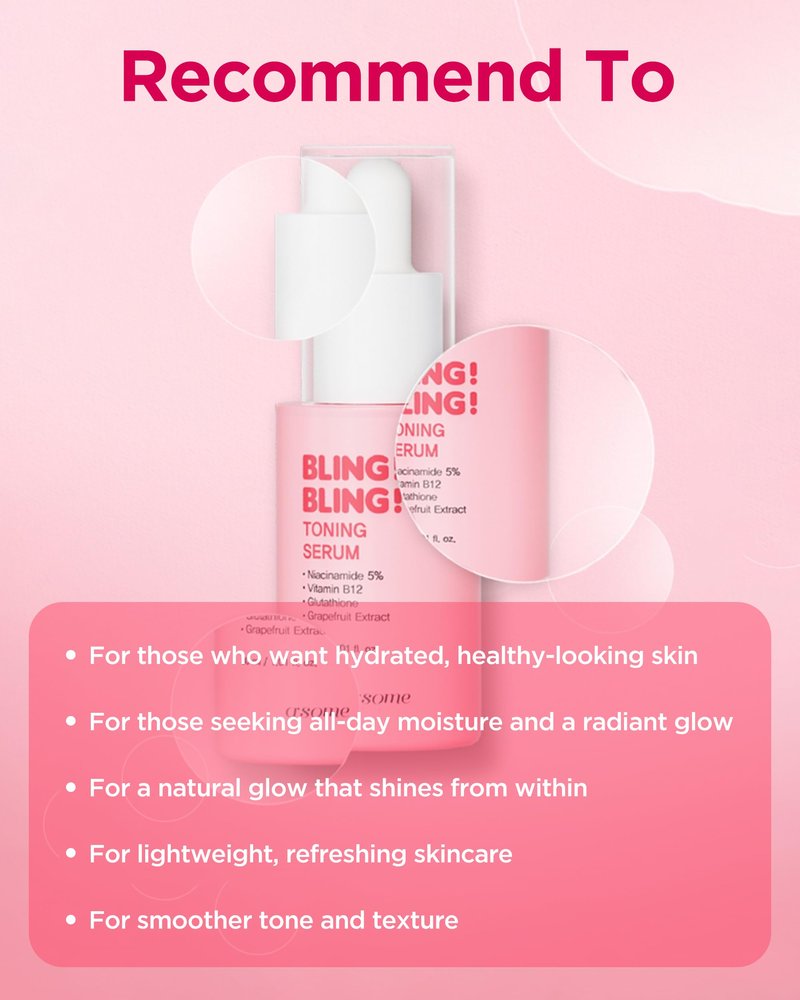 A'SOME Bling Bling Toning Serum Korean Advanced Facial Serum with 5% Niacinamide for Radiant Complexion, Vegan Gel Formula with Hyaluronic Acid & 10 Vitamins, Dermatologist Tested, 1.01 fl.oz.