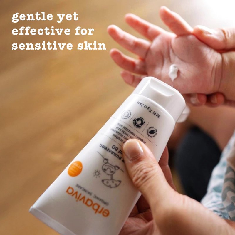 Erbaviva Organic Baby Sunscreen 2.5 Ounce - Coral Reef Safe, Natural, UVA & UVB Protection, Water Resistant, Infused with Essential Oils