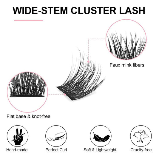 KISSXIAOYA Cluster Lashes Extensions, 120Pcs Individual Cluster Lashes D Curl 9-15mm, Wide Stem Cluster Eyelashes Soft Natural False Eyelashes Cluster DIY Eyelash Extension At Home (120pcs, 9-15mm)