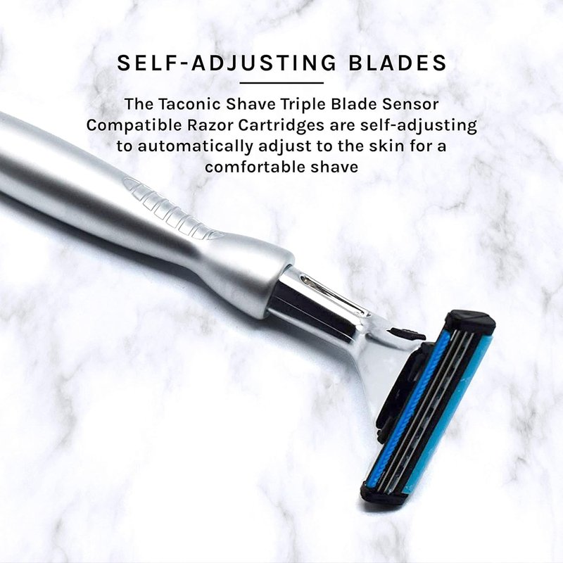 Taconic Shave, Gillette Sensor & Sensor Excel Compatible Heavyweight Triple Blade Pivot Head Razor, Includes 1 Preloaded Blade - Delivers a Smooth, Close & Comfortable Shave