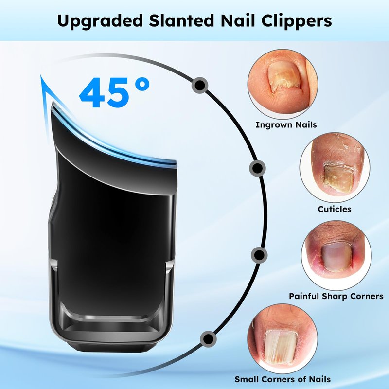 Toenail Clippers for Seniors, Angled Head Large Toe Nail Clippers for Thick Toenails, Wide Jaw Eagle Beak Clippers for Ingrown Nails, Anti-Splash Cutter with Curved Blade, Cuticle Clippers