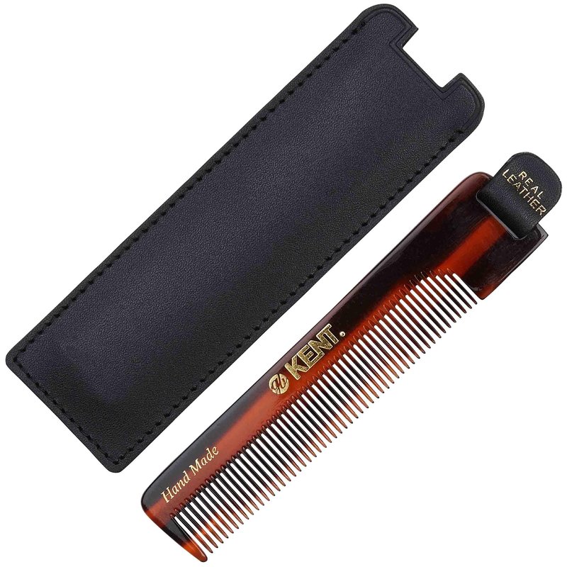 Kent NU22 Handmade Pocket Comb for Men, All Fine Tooth Hair Comb Straightener for Everyday Grooming Styling Hair, Beard and Mustache, Use Dry or with Balms, Saw Cut and Hand Polished, Made in England