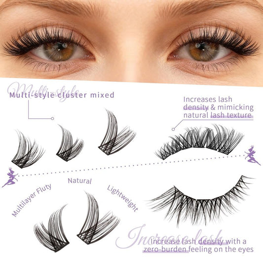 AnyFairy Lash Clusters Kit 8-18mm DIY Lash Extension Kit Wispy Lash Clusters Individual Lashes Kit with Lash Bond and Seal, Lash Tweezers for Self Use,Beginner-Friendly(sylph) (sylph 709)