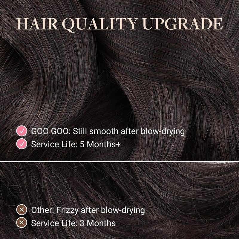 GOO GOO Tape in Hair Extensions Human Hair, 1B Natural black, 20inch 50g 20pcs, Skin Weft Seamless Invisible, Silky Straight with Thick Ends, Remy Human Hair