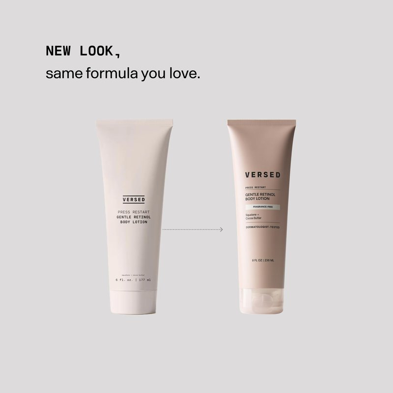 Versed Press Restart Retinol Body Lotion - Cocoa Butter + Squalane Moisturizer for Dry Skin - Firming Body Retinol to Smooth Texture & Brighten Skin - Body Breakout Treatment (8 Fl Oz (Pack of 1))