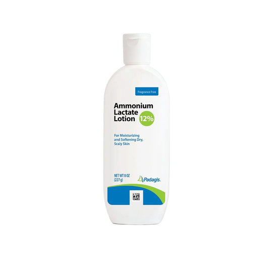 Padagis Ammonium Lactate Lotion 12%, 8 oz, Fragrance Free, For Moisturizing and Softening Dry, Scaly Skin (1)