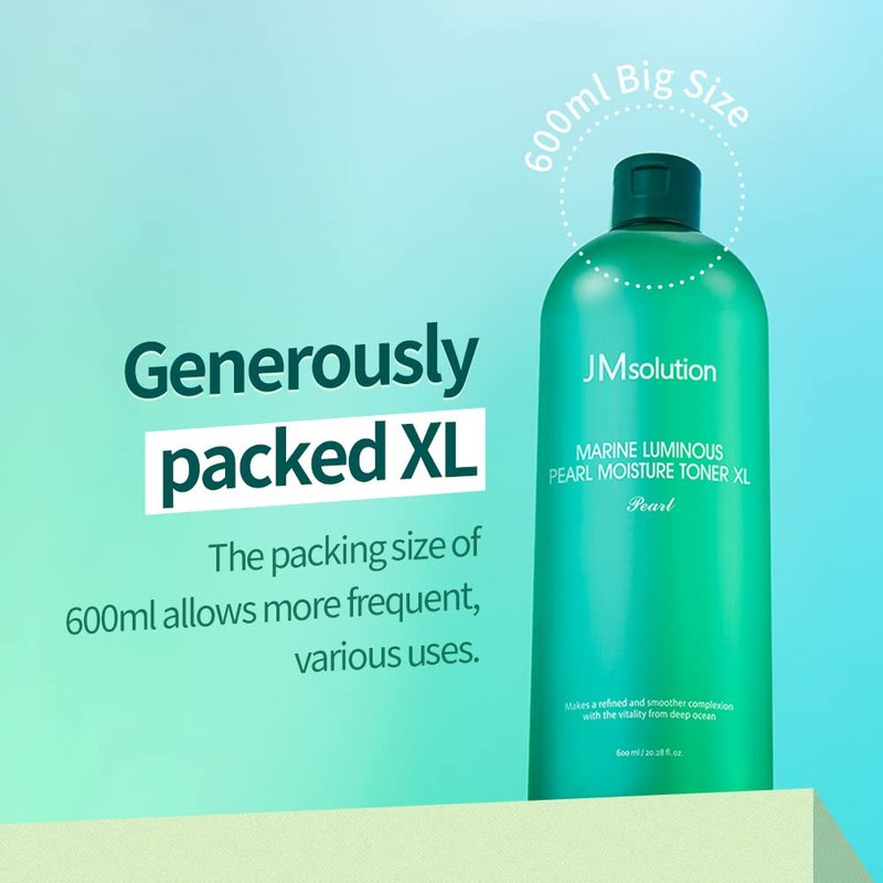 JMsolution Marine Luminous Pearl Moisture Toner XL (20.3 fl.oz.) | Deep Hydration & Radiance Care | 3-Layer Hyaluronic Acid & Pearl Extract | Large Size Face Toner | K-Beauty