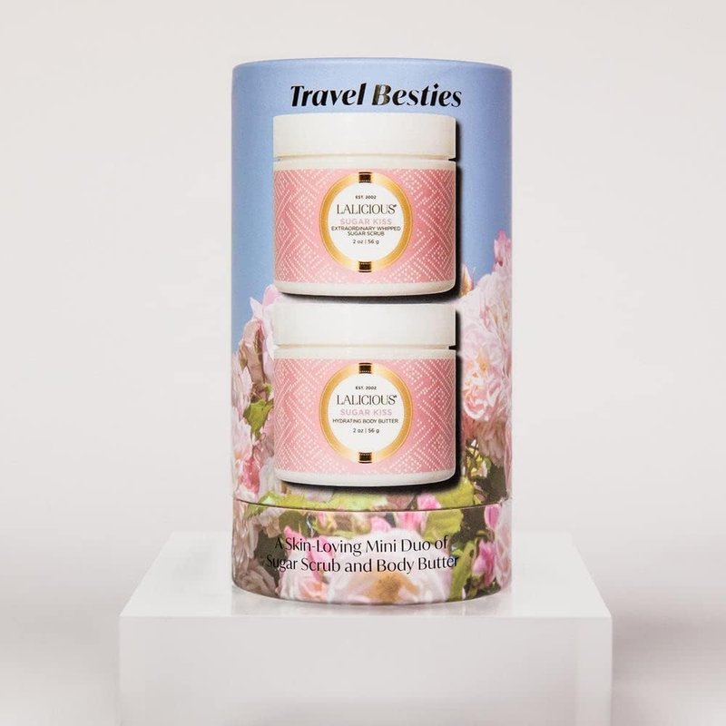 LALICIOUS Sugar Kiss® Travel Besties Set - 2-Piece Gift Set Included Travel Size Whipped Sugar Scrub & Hydrating Body Butter | Moisturize, Hydrat & Nourish Skin