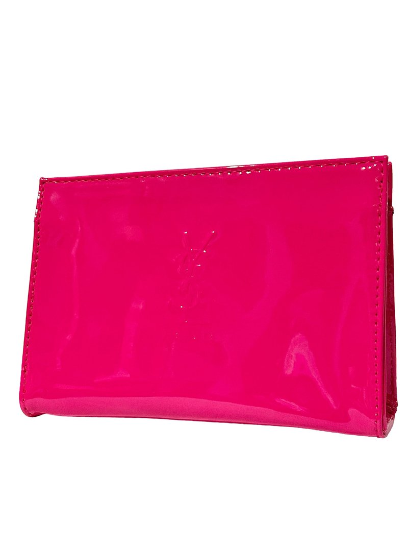 Yves Saint Laurent YSL Cosmetic Pink Snap Pouch Makeup Bag YSL Fragrance Bag (7L X 4.5H X 2W) - SMALL