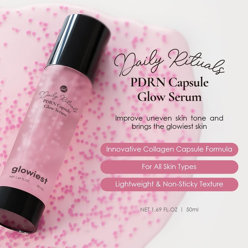 glowiest PDRN Capsule Glow Serum – Encapsulated PDRN + Collagen + Snail Mucin, Hydrating Serum for Youthful Glow, 300Da Collagen, 50ml