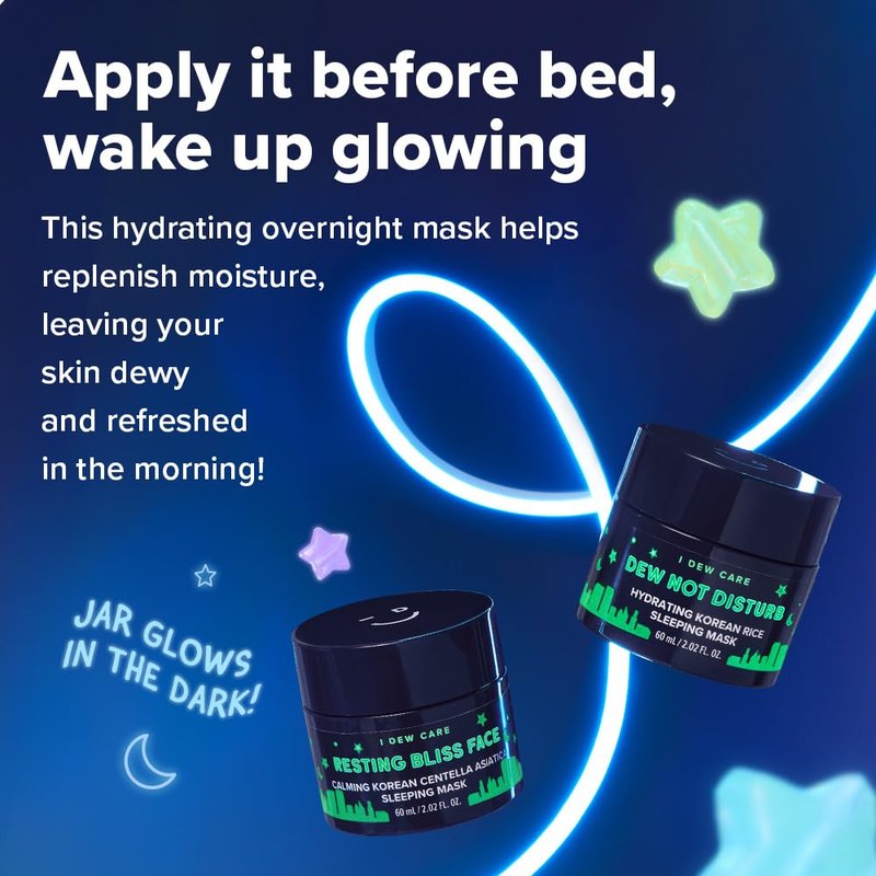 I DEW CARE Night Sleeping Mask - Dew Not Disturb | Korean Overnight Face Mask, Hydrating, Overnight, Glass Skin, Glow, Best Skincare for Women, Stocking Stuffers, Gifts For Women, 2.02 FL Oz (60 ml)