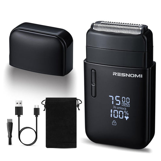 Electric Foil Shavers for Men,Electric Razor with 3 Adjustable Gears 2 Floating Blades,IPX7 Waterproof,LCD Display & Type-C Charge,Foil Shaver for Travel & Home, Matte Black