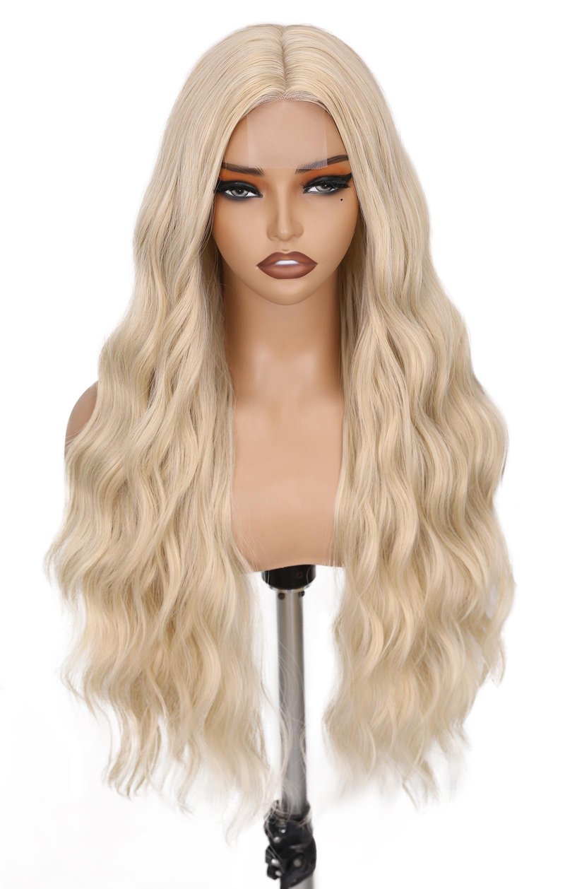 FAVE 28 Inches Lace Front Wig Heat Resistant Synthetic Lace Front Wig Long Wavy Free Part Auburn Wig Glueless Lace Front Wigs for Women Lace Wig for Party Daily Use (Auburn)