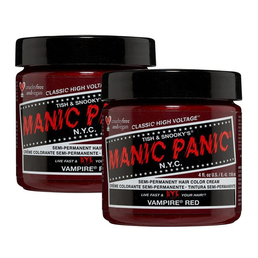 MANIC PANIC Classic Vampire Red Semi Permanent Hair Color - Deep Blood Red Hair Dye for Women & Men That Lasts 4-6 Weeks - Vegan, Ammonia & Cruelty-Free - Create & Mix Custom Shades (4oz / 2pk)