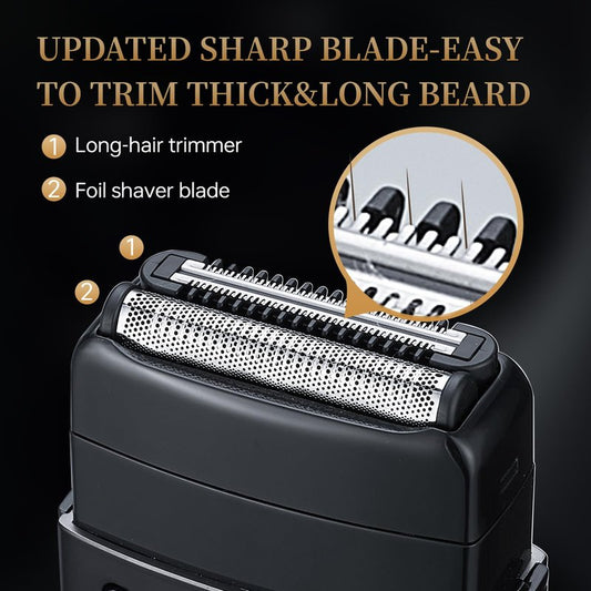Electric Foil Shavers for Men,Electric Razor with 3 Adjustable Gears 2 Floating Blades,IPX7 Waterproof,LCD Display & Type-C Charge,Foil Shaver for Travel & Home, Matte Black