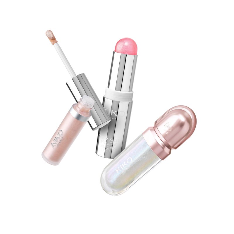 KIKO Milano|Snow-Kissed Holiday Festive Besties Make Up Gift Set|Makeup Gift Set: lip and cheek stick, liquid eyeshadow and lip oil