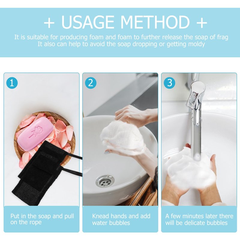 Healifty Bubble Mesh Soap Pouch 10Pcs Black Net Bags 7.87X4.72 Inch for Face Cleansing Foaming and Exfoliating with Natural Soap Saver Nets