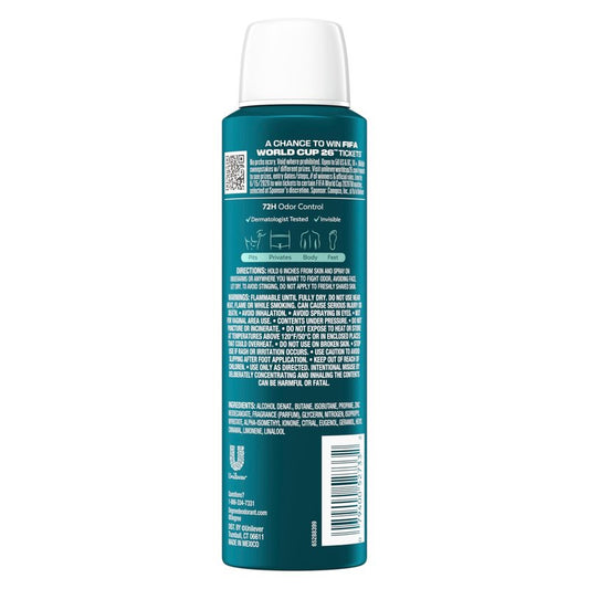 Degree Men Whole Body Deodorant Spray Ocean Chill Scent, Aluminum Free 72H Odor Protection 2.9 FO