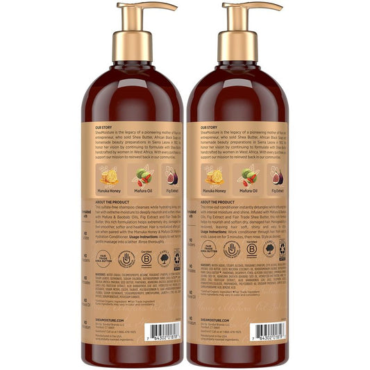 Shea Moisture Shampoo & Conditioner Set – Intensive Hydration Hair Care Formulas with Manuka Honey & Mafura Oil for Extra Dry, Damaged Hair, 24 Oz Ea