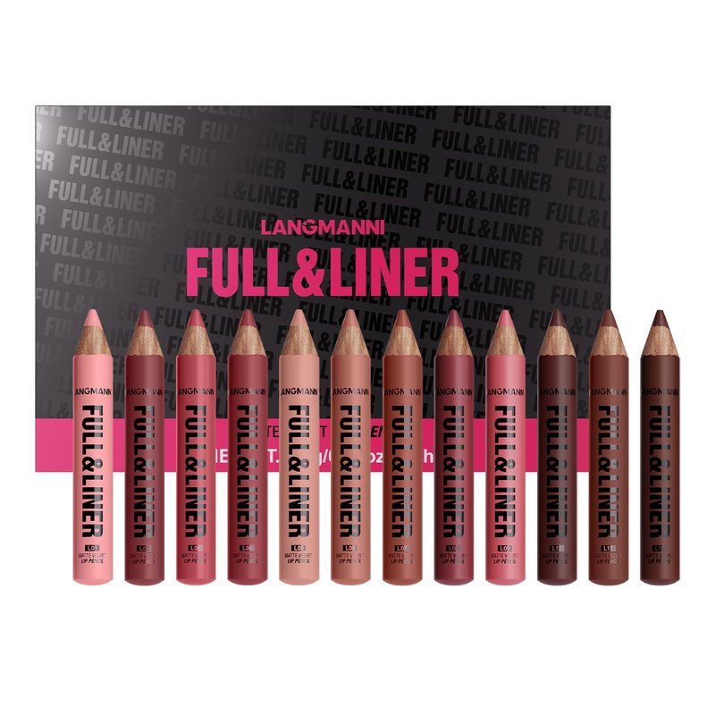 LANGMANNI 12Pcs Matte Velvet Lip Liner Pencil Set - Highly Pigmented, Smudge-Resistant Lip Pencils for Shaping & Contouring, Vegan & Cruelty-Free