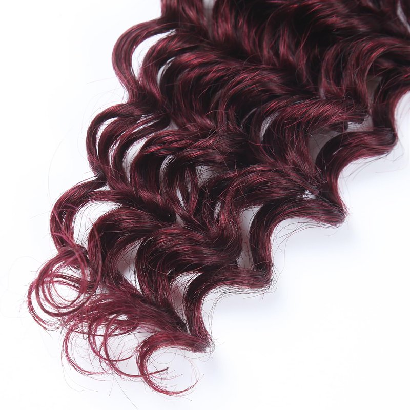RESACA Deep Wave Bulk Human Hair for Braiding 20 Inch 100g 2 Bundle Boho Braids Human Hair Water Wet and Wavy 100% Unprocessed Brazilian Virgin Hair Extensions Kinky Curly （99j）