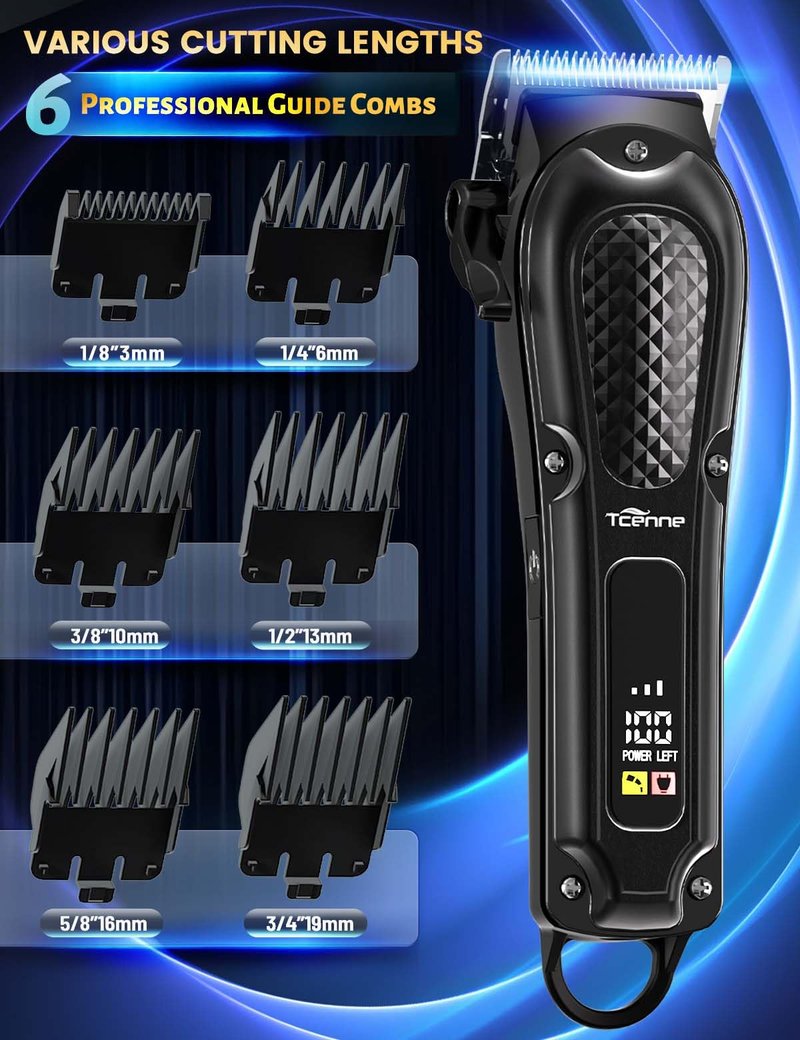 TCENNE Hair Clippers for Men,Professional Barber Clippers,Cordless&Corded Barber Clippers for Hair Cutting & Grooming Rechargeable Beard Trimmer