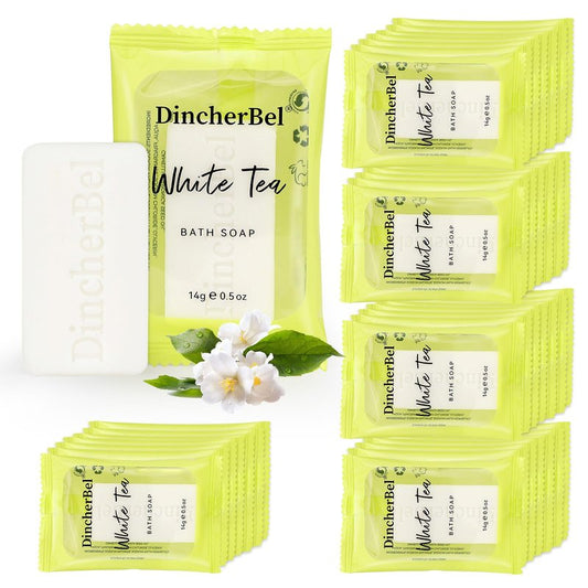 DincherBel 200 Pack 0.5oz Small Soap, Mini Rectangles Cleansing Bars Soap Bulk Travel Size, Individually Wrapped Toiletries Amenities for Hotel, Airbnb, Shelter, Camping and Travel