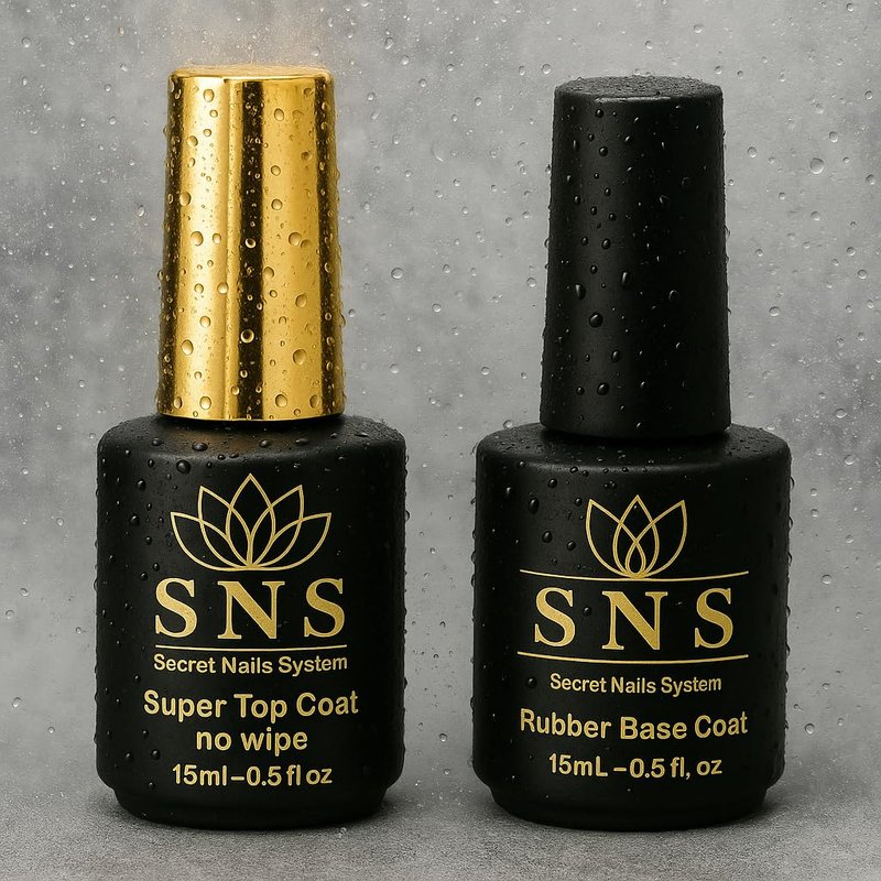 Rubber Base Coat & No-Wipe Top Coat Gel Polish Set – 0.5 fl oz Each – Long-Lasting Glossy Finish – Strengthens Natural Nails – Soak-Off UV/LED Compatible – Perfect for DIY or Professional Use