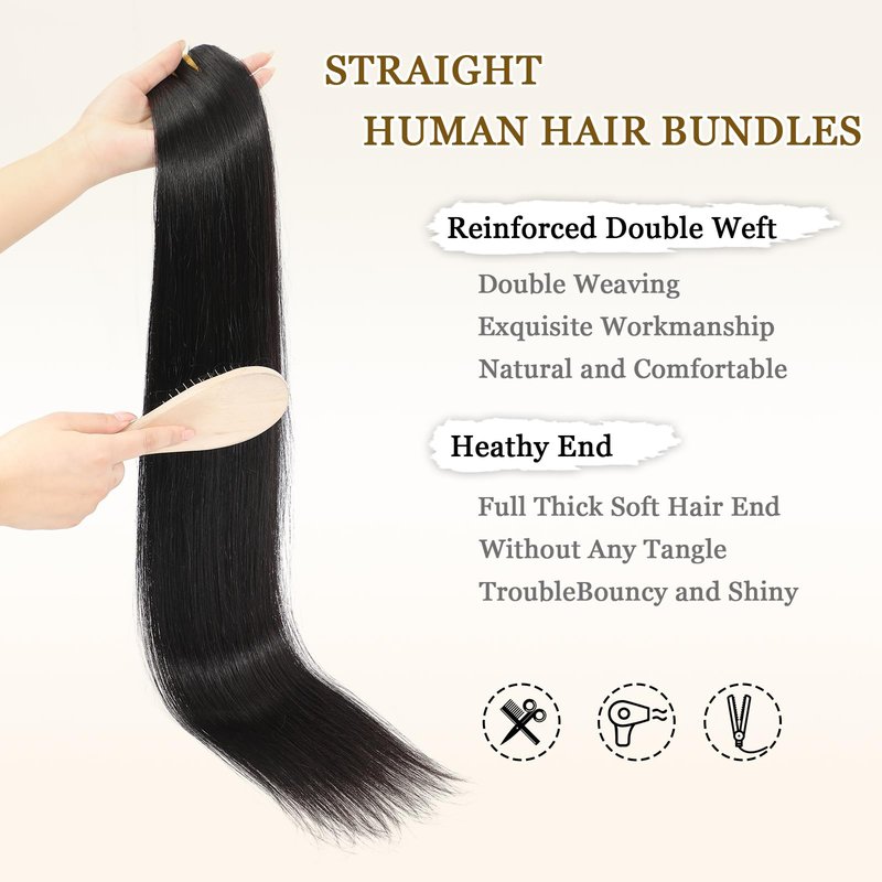 16A Raw Straight Bundles Human Hair 1 Bundle,14 Inch,Triple Lifespan,Burmese Virgin Remy Hair Extensions,No Tangle Shedding