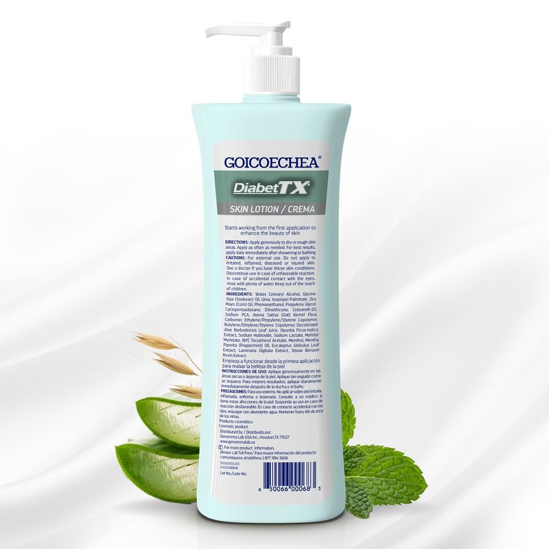 Goicoechea Diabet TX Diabetic Lotion with Urea for Dry Skin | Soothing Hydrating Cream with Aloe, Oatmeal & Vitamin E for Hands, Elbows, Feet & Body | Extra Dry Skin Support, 13.5 Oz | 3-Pack