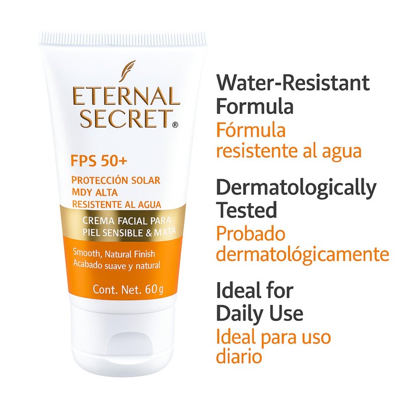 Eternal Secret High Protection Sunscreen for Face - SPF 50+ Water-resistant, Non-Sticky Texture, 2.12 oz - Bloqueador Facial/Corporal Eternal Secret FPS 50+ 2.12 oz