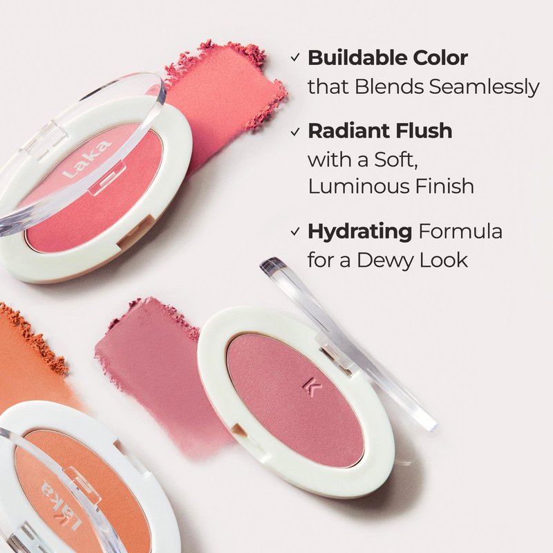 Laka Love Silk Blush, Radiant Powder Blush, Silky, Buildable Color with a Natural Glow, Long Lasting, Moisturizing Formula for a Fresh, Flushed Look, K-Beauty (#707 Sweet)