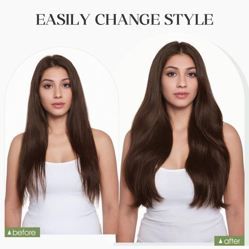 Charites Halo Hair Extensions Real Human Hair Invisible Wire Extensions with Transparent Fish Line Adjustable Size Dark Brown 12 inch