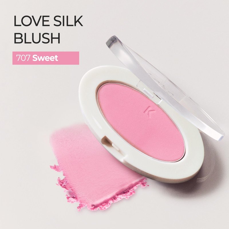 Laka Love Silk Blush, Radiant Powder Blush, Silky, Buildable Color with a Natural Glow, Long Lasting, Moisturizing Formula for a Fresh, Flushed Look, K-Beauty (#707 Sweet)