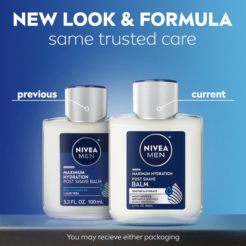NIVEA MEN Maximum Hydration Post Shave Balm, With Provitamin B5 and Aloe Vera, Proves 3X Hydration Effect, 3.3 Fl Oz Bottle, Pack of 3