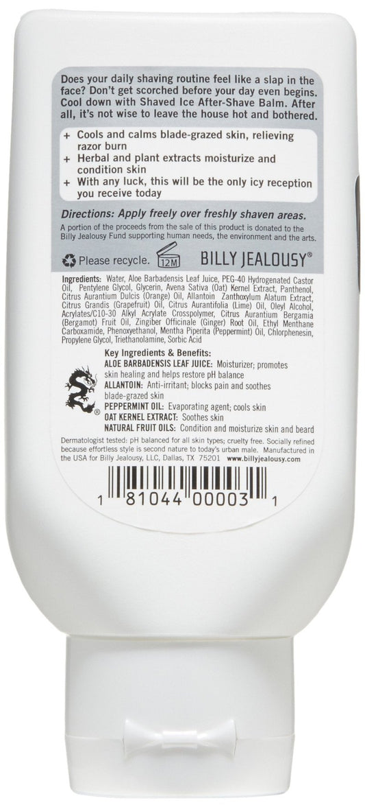 Billy Jealousy Shaved Ice After Shave Balm for Men with Aloe Leaf Juice, Cools & Hydrates Skin, Relieves Razor Irritation and Prevents Ingrown Hairs, 3 Fl Oz