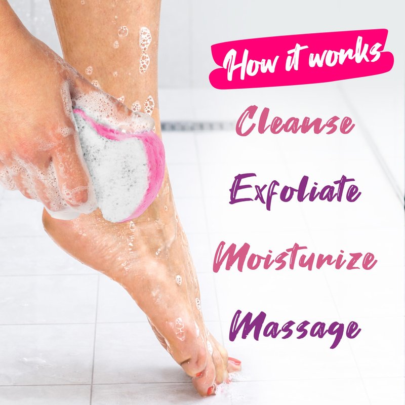 Spongables Pedi Scrub Foot Exfoliating 5+ Wash Travel Sponge, Lavender, 6 Count