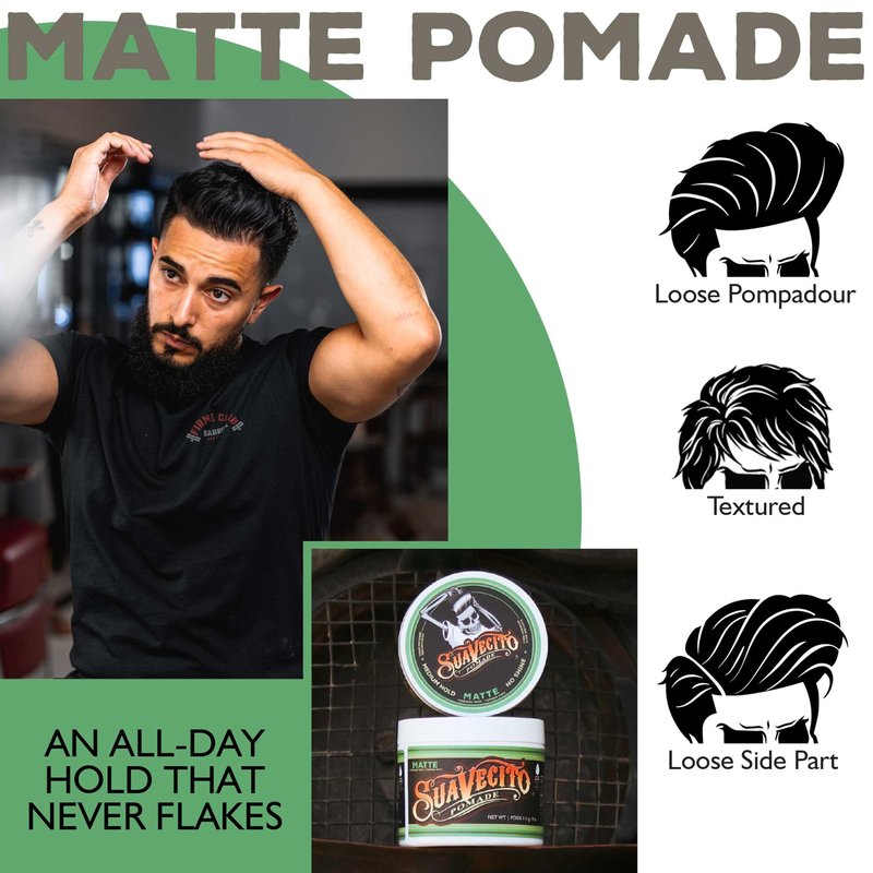 Suavecito Pomade Matte (Shine-Free) Formula 32 oz, 1 Pack - Medium Hold Hair Pomade For Men - Low Shine Matte Hair Paste For Natural Texture Hairstyles