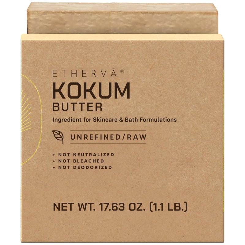 ETHERVA Raw Kokum Butter | Truly Raw Unrefined | Non-Deodorized & Unbleached | Strong Natural Scent | Hard Block | Wild Grown Organic | Bulk DIY Soap Making | Thickener for Skin, Body & Hair | 1.1 lb