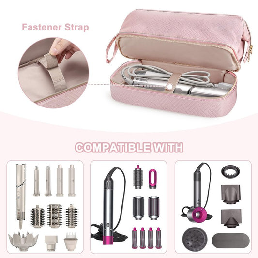 Fasrom Travel Case Compatible with Shark Flexstyle Hair Dryer, Wide-open Hair Tools Bag Compatible with Dyson Airwrap Attachments Storage for Women Travel Essentials, Black (Patent Design, Bag Only)