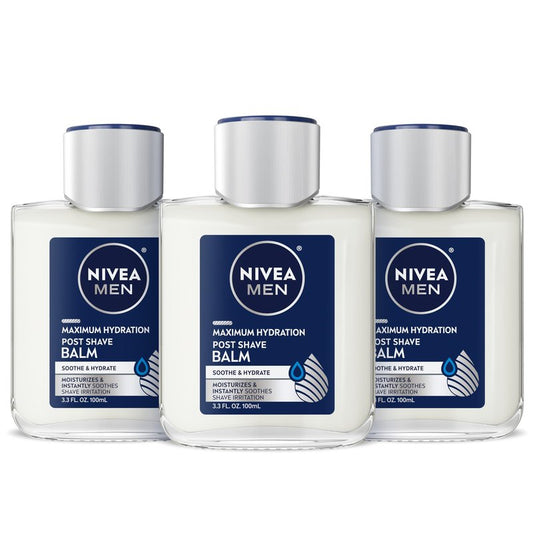 NIVEA MEN Maximum Hydration Post Shave Balm, With Provitamin B5 and Aloe Vera, Proves 3X Hydration Effect, 3.3 Fl Oz Bottle, Pack of 3